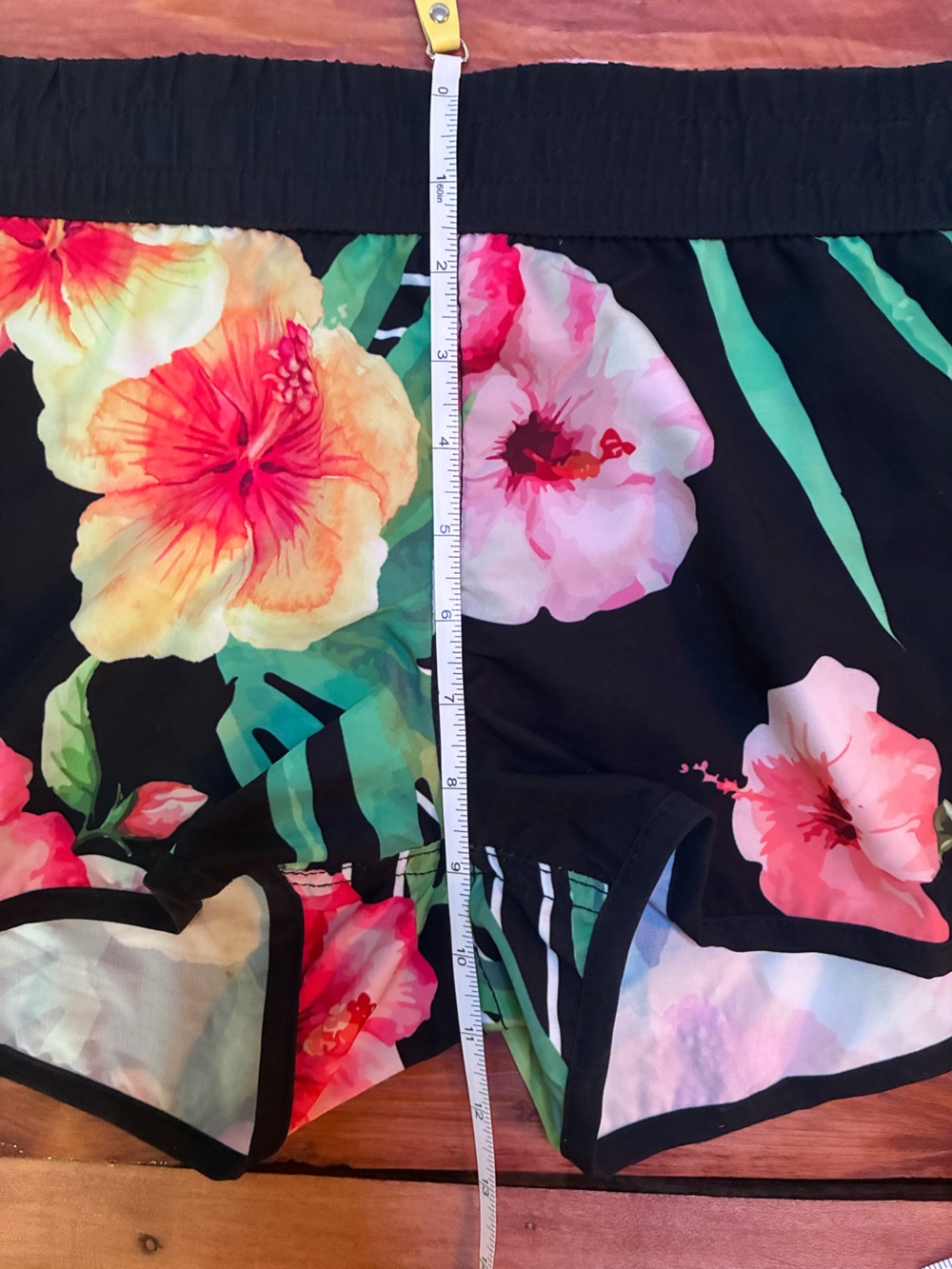 Y2K Retro Women's Board Shorts - Neon Floral Black Swim Coverup - Size XL - Picture 8 of 8